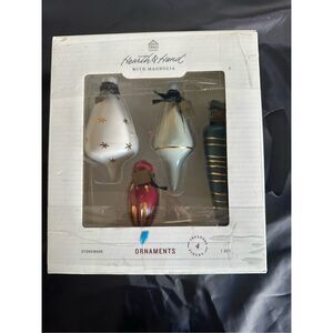 Hearth & and Hand Magnolia 4 Pc Stoneware Christmas Ornament Set